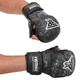 Перчатки крабы кожаные спарринговые для MMA тренировочные с открытыми пальцами Fistrage 6479 размер M Black-Grey - изображение 1