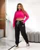 Женские спортивные штаны батал двунитка SOLINNA — Стильные трикотажные штаны плюс сайз на шнурке с рельефными швами VL-955 Черный, 50-52 - изображение 1