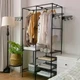 Вешалка напольная Double Pole NF6602 4 YL8106 2 телескопическая для одежды и обуви с двумя стойками для хранения вещей размером 107х36х173 см Черная металлическая конструкция с регулировкой высоты для дома офиса и гардероба - изображение 4