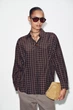 Сорочка оверсайз у клітинку Zara 2264/525 M Коричнева (02264525087М) - изображение 1