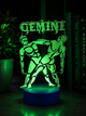 3D ночник Близнецы Gemini/на батарейке/ из акрила на синий LED-подставке/декоративный светильник/Знак зодиака - изображение 7