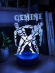 3D ночник Близнецы Gemini/на батарейке/ из акрила на синий LED-подставке/декоративный светильник/Знак зодиака - изображение 1