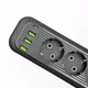 Мережевий фільтр чорний з вимикачем 3 розетки 3хUSB-A 1xUSB-C 3м HP-5-34 - зображення 3
