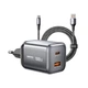 Мережевий зарядний пристрій Remax CA-15 GaN 100W з двома портами USB-A та Type-C і кабелем USB-A to Type-C 120W - зображення 1