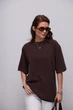В'язана кофта oversize з коротким рукавом - коричневий колір, ONE SIZE - зображення 1