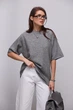 В'язана кофта oversize з коротким рукавом - сірий колір, ONE SIZE - зображення 5
