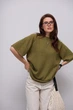 В'язана кофта oversize з коротким рукавом - хакі колір, ONE SIZE - зображення 5