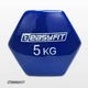 Гантель EasyFit 5 кг 1 шт з вініловим покриттям синя цільна лита нерозбірна для фітнесу (YL5-0BL) - зображення 4