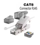 Конектор ZoeRax RJ-45 Cat8 Cat7 разборной из цинкового сплава без инструментов для кабелей SFTP 23AWG - изображение 1