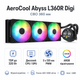 Система водяного охолодження AeroCool Abyss L360R Digi 360 мм, 320 Вт, 3 вентилятори 120 мм, 1800 об/хв, чорна (ACLA-AD36117.11) - зображення 2