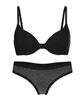 Комплект белья с блеском Victoria's Secret Pink бюстгальтер и трусики тонг 1161432054 (Черный 32B/XS) - изображение 1