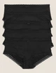 Набор хлопковых трусиков Marks&Spencer шорты Low rise shorts 10(38) 5 шт black lace 0248 - изображение 1