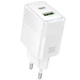 Мережевий зарядний пристрій hoco. CS112A Lounge, PD30W/QC3.0, 2 порти USB-A і Type-C, швидка зарядка 30W White - зображення 1