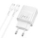 Сетевое зарядное устройство hoco. CS112A Lounge, PD30W/QC3.0, 2 порта USB-A и Type-C, быстрая зарядка 30W, кабель Type-C to Type-C в комплекте White - изображение 3