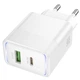 Мережевий зарядний пристрій hoco. CS112A Lounge, PD30W/QC3.0, 2 порти USB-A і Type-C, швидка зарядка 30W White - зображення 3