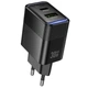 Мережевий зарядний пристрій hoco. CS112A Lounge, PD30W/QC3.0, 2 порти USB-A та Type-C, швидка зарядка 30W Black - зображення 1