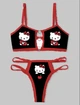 Комплект женского белья Хелоу Кити Топ и трусики Hello Kitty Lingerie Set Аниме Санрио Y2K тренд (черно-красный) L - изображение 1