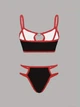 Комплект жіночої білизни Хелоу Кіті Топ і трусики Hello Kitty Lingerie Set Аніме Санріо Y2K тренд (чорно-червоний) S - зображення 4