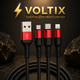 Кабель Hoco X26 Xpress 3 в 1 USB to Micro USB + Lightning + Type-C 2 A 1 м, чорно-червоний - зображення 1