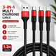 Кабель Hoco X26 Xpress 3 в 1 USB to Micro USB + Lightning + Type-C 2 A 1 м, чорно-червоний - зображення 2