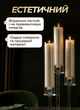 Свічник підлоговий скляний на 3 свічки прозорий на широкій стійкій основі для декоративного оформлення інтер’єру вітальні спальні тераси та святкового столу вдома - зображення 3