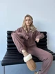 Флисовый тонкий спортивный термо костюм детский для девочки (кофта и джогеры) из двустороннего флиса 152 мокко (коричневый) - изображение 9
