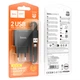 Мережевий зарядний пристрій HOCO C141A Smart dual-port charger Lightning cable 10.5W Black - зображення 8