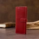 Вертикальний жіночий гаманець глянцевий Anet на кнопці Grande Pelle 11325 червоний - зображення 9