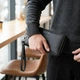 Красивый клатч унисекс на одно отделение из натуральной кожи ST Leather 22697 черный - изображение 2