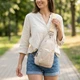 Стильная женская сумка из экокожи с акцентом на текстильную лямку Vintage 22774 белая - изображение 2