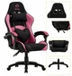 Кресло геймерское Bonro Lady 806 черно-розовое пластиковое с тканевой обивкой игровое компьютерное с подголовником (163-76-42300097) - изображение 2
