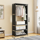 Раскладной шкаф-стеллаж RIAS YH7702-1 с полкой для обуви 170x60x36 см Black - изображение 2