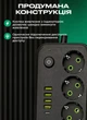 Сетевой фильтр-удлинитель 5 розеток с USB 3м удлинитель сетевой с usb быстрая зарядка type-c телефона планшета для офиса чёрный - изображение 4