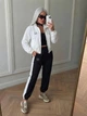 Женский спортивный костюм из плащёвки Канада 486 белый с черным 42-44 - изображение 6