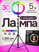 Кільцева кольорова RGB LED лампа 30 см Ring Light зі штативом 210 см та тримачем для телефону професійне кольцеве селфі світло для блогерів ТікТок візажистів б'юті-майстрів фото та відеозйомки багатоколірне освітлення з регулюванням режимів та яскравості - зображення 1