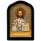 Икона складень "Богородица и Спаситель" в бархате арочная зеленая - изображение 3