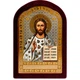 Икона складень "Богородица и Спаситель" в бархате арочная бордовая - изображение 3