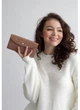 Кожаный женский кошелек Smart Wallet из натуральной кожи большой кошелек с отделениями для купюр и карт карамельный 59818 - изображение 3