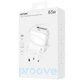 Зарядний пристрій Proove Fixtape GaN 65W Мережевий адаптер 1Type-C зі швидкою зарядкою та вбудованим кабелем Type-C, Білий - зображення 4