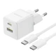 Зарядний пристрій Baseus Palm Fast Charger 30W Мережевий адаптер Type-C/USB зі швидкою зарядкою QC3.0/PD3.0 та кабелем Type-C to Type-C 60W, Білий - зображення 1