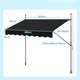 Висувна балконна маркіза Costway 250×120×210–300 см без свердління, чорна - зображення 2