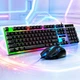 Дротовий ігровий комплект K518 Unitech з RGB-підсвічуванням клавіатура та миша, чорний - зображення 1