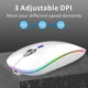 Беспроводная компьютерная мышь Bluetooth с USB-адаптером 2.4 ГГц, RGB-подсветкой, аккумуляторная, белая - изображение 4