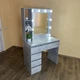 Большой гримерный, туалетний столик с зеркалом с подсветкой, 160*90*50см, цвет - бетон, MirrorRika - изображение 6