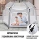 Детская манеж-палатка 130×130×115 см серая • Складной игровой манеж-палатка с москитной сеткой и входом на молнии 130×130×115 см 58717 - изображение 3