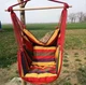 Подвесное полосатое кресло-гамак 130х100 см MA546 RED Красный с двумя подушками Садовые подвесные качели из ткани до 150 кг - изображение 6