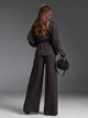 Трикотажный ангоровый костюм с широкими брюками и кофтой на запах ISSA PLUS 15849 L темно-коричневый (issa2007682849703) - изображение 3