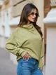 Оверсайз ангоровий трикотажний светр гольф з високим горлом і косами ISSA PLUS 15877 XXL оливковий (issa2007682855391) - зображення 2