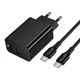 Мережевий зарядний пристрій HOCO CS94A Leader 20 Вт PD+QC USB Type-C + USB-A з кабелем Type-C – Type-C 1 м чорний - зображення 3