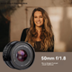 Об'єктив Qigongjiang Sony Fix, E-Mount, чорний, 50 мм F1.8, бездзеркальний об'єктив, об'єктив із великою діафрагмою для портретної та пейзажної фотографії, ручне фокусування, Xiaotanju A7m4 Zv-E10 другого покоління A7c2 - зображення 4